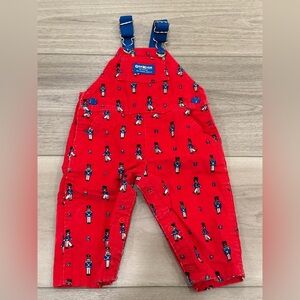 Vintage OshKosh B’Gosh Vestbak Red Toy Soldier Corduroy Overalls 6-9 Months USA